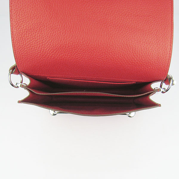 Fake Hermes Togo Leather Messenger Bag Red 8078